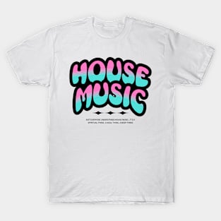 HOUSE MUSIC  - Bubble Outline Two Tone (black/pink/blue) T-Shirt